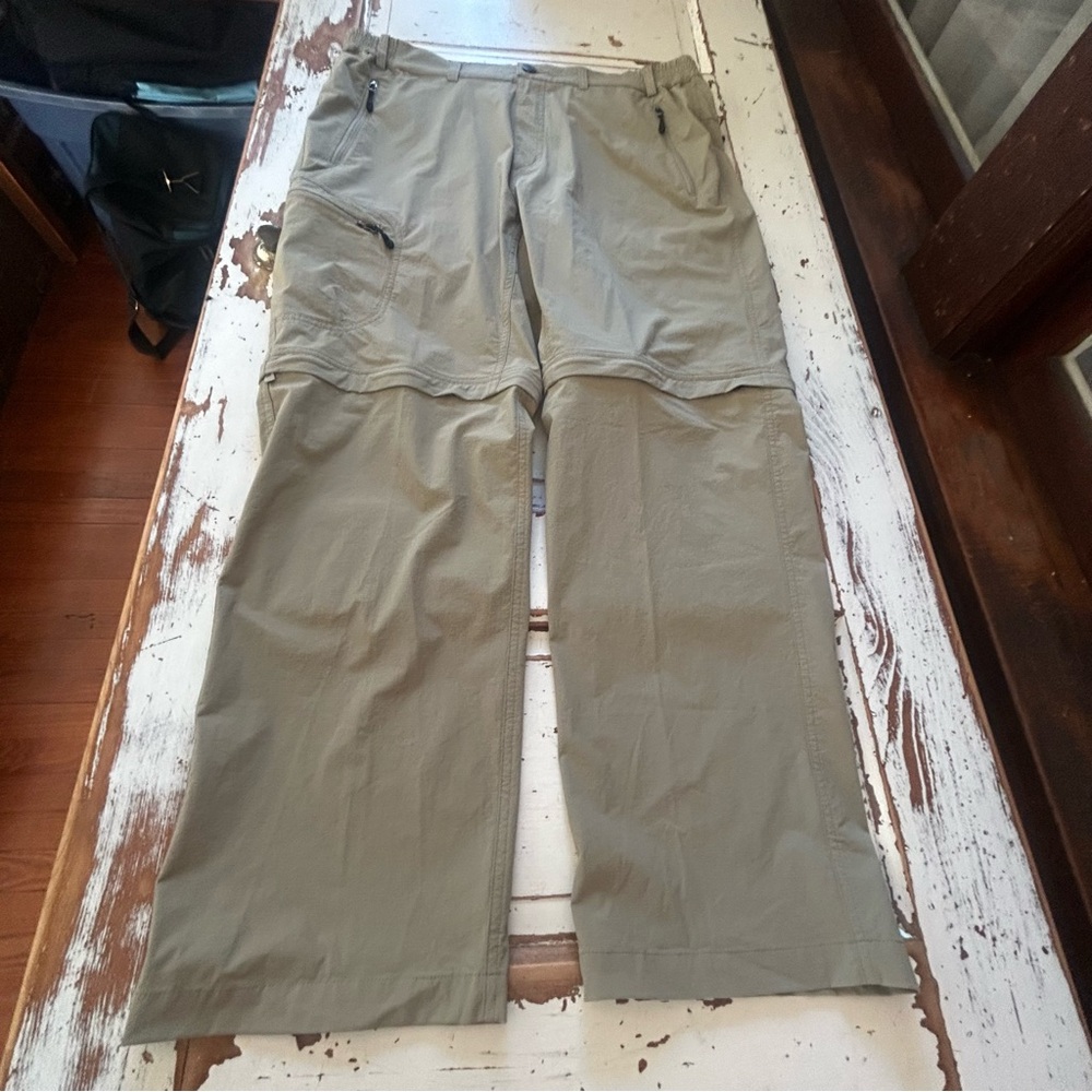 Mier Mens Tan Large Nylon Straight Leg Convertible Belted Hiking Cargo Pants L